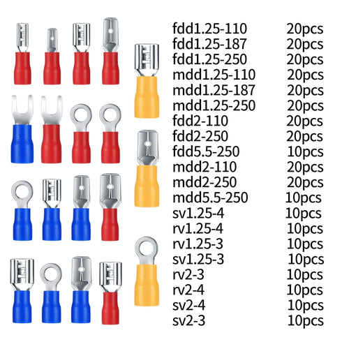300 Pcs Electrical Connectors, Insulated Wire Cable Electrical Connectors, Fork Ring Spade Butt Quick Disconnect Crimp Terminals Lugs Set, Male/Female Wire Cable Crimp Terminals Connectors