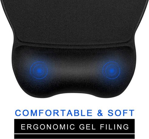 JIKIOU Ergonomic Mouse Pad with Gel Wrist Support, Comfortable Mousepad with Non-Slip PU Base for Computer Laptop Office