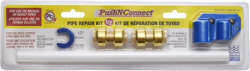 Waterline Pipe Repair Kit for PEX, Copper, CPVC Pipe, Includes Removal Tool, Deburring Tool, 2 Brass Couplings