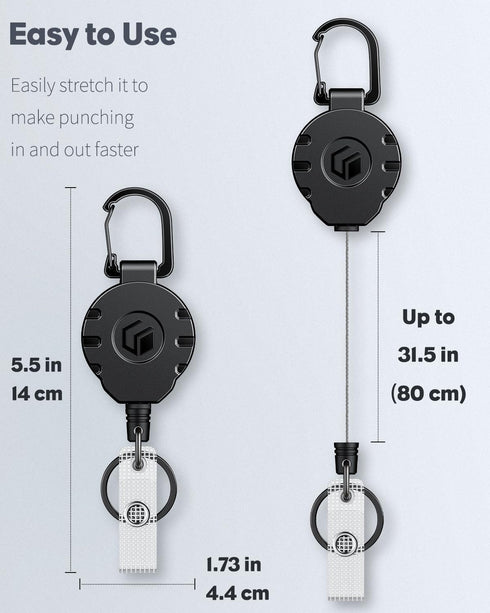 Uniclife Retractable Keychain - Heavy Duty Badge Holder with Strong ABS Casing and 31.5 Inch Steel Wire Rope