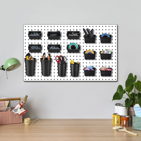 64 Pieces Pegboard Bins with Hooks and Loops - Organizer Accessory for Tools Storage Office Workshop Garage