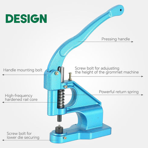 ATPEAM Hand Press Grommet Machine, Heavy Duty Industrial Eyelet Tool Kit, 3 Dies (#0#2#4), 1500 Grommets