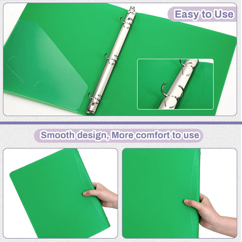 CHENGU 12 Pieces 1 Inch Binders, 3 Ring Holds 200 Sheets, Plastic Binder with Pocket for School Office Supplies (Dark