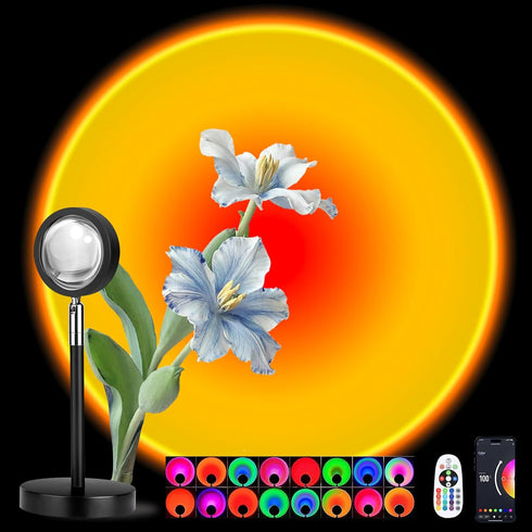 Spacenight Sunset Lamp Projector Multi-Color Multi-Mode, Dimmable, Timing, Music Rhythm, Sunset Background Wonderful
