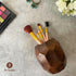 Mie Creations Geometric Pen Holder for Desk, Wooden Cute Pretty Desktop Organizer for Makeup Brushes