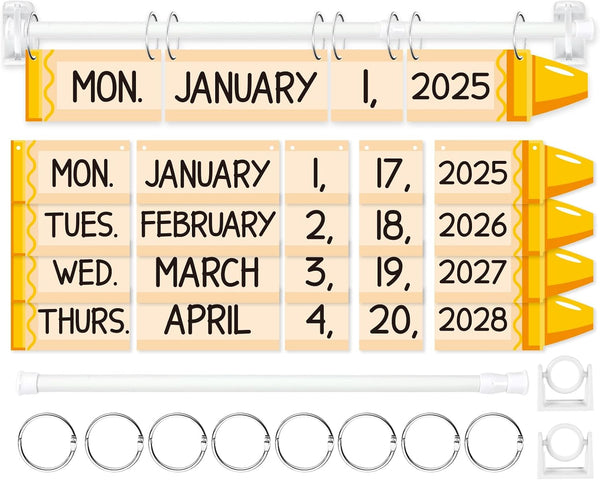 Yewfold Crayon Flip Calendar for Classroom with Adjustable HolderFlip Calendar with 54 Date