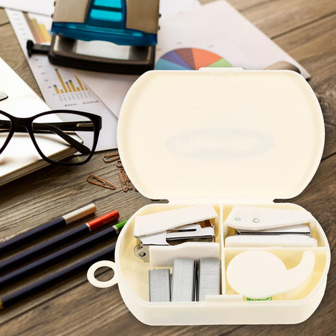 Staplers for Desk Mini Stapler Set, 3 in 1 Desktop Accessory Kits, Hole Punch, Tape Dispenser for Office Home