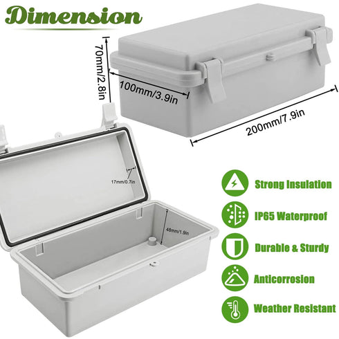 Sunnyglade ABS Plastic Dustproof Waterproof IP65 Junction Box, Durable Electrical Project Enclosure with Lock