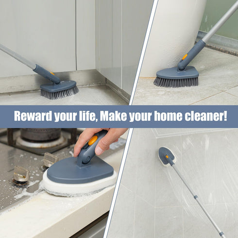 Brush,4 1 54.7'' Shower Cleaning in Tile Tub Shower Scrubber with Long Handle Stiff Bristles Sponge Brush Grout Brush
