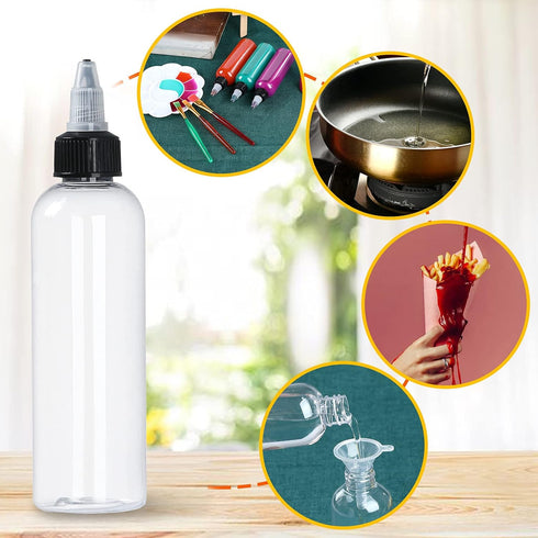 32 Pack 4oz Boston Dispensing Bottles, Empty Round LDPE Plastic Squeeze Dropper Bottles with Twist Top Cap
