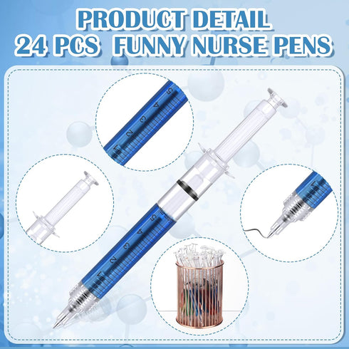 Dispowreath 24 Sets 2026 Cna Nurse Week Gifts Bulk Syringe Pens Keychains Funny Novelty Nurse Pen with Thank You Cards