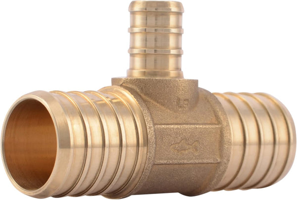 SharkBite Brass Plumbing Fitting Crimp Reducing Tee, 1 Inch x 1 Inch x 1/2 Inch, PEX Pipe, PE-RT, UC415LFA