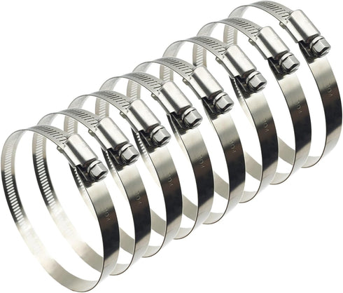 8 Pieces 4" Adjustable 304 Stainless Steel Duct Clamps - Hose Clamp Pipe Clamp for Air Ducting