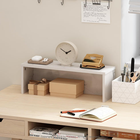 Furinno Classic 18-Inch Desk Organizer, Marble White Shelf Storage & Display Stand for Office Supplies