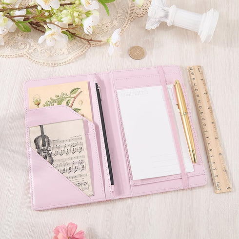 Server Books Cute Pink Waitress Book with Zipper Strawberry Leather Server Notebooks with Pocket Money Organizer Wallet