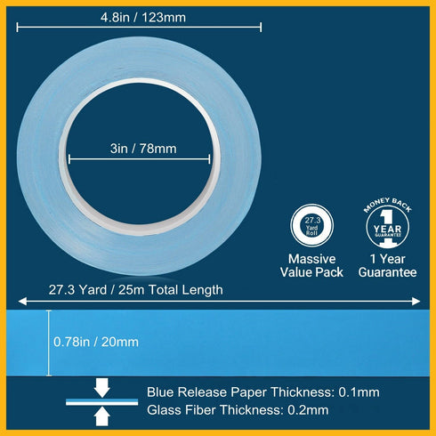 Thermal Adhesive Tape 20mm by 25M - High Performance Thermally Conductive Tape for Coolers, Heat Sink, LED Strips