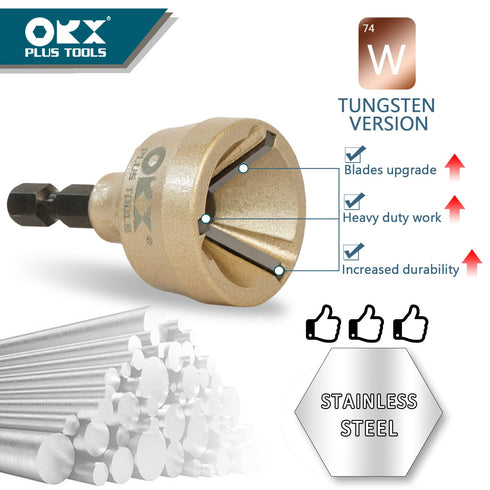 ORXPLUS TOOLS Deburring External Chamfer Tool, TUNGSTEN Blade, Deburring Drill Bit for Stainless Rod, Thread, Pipe