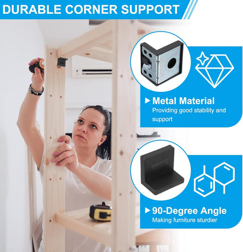 8 Pack PATIKIL Metal Corner Braces, L-Shape Bracket Right Angle Board Holder Shelf Support with Plastic Cover