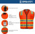 9 Pockets High Visibility Class 2 Safety Vest, Hi Vis with 2 Inch Reflective Strips for Men & Women Orange 3XL