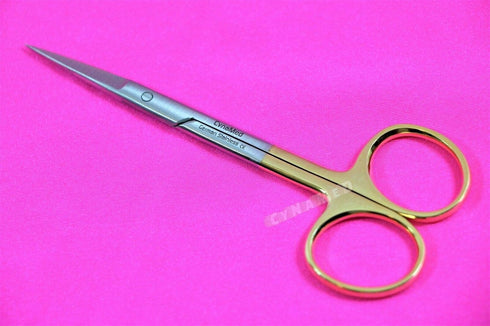 Premium German Iris Supercut Micro Dissecting Scissors, Curved 4.5" with Tungsten Carbide Inserts