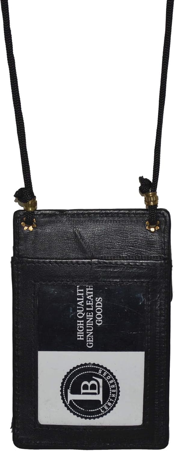 Mw561rbk Black Leather ID and Business Card Holder Neck Band