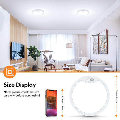 2 Pack 2700K/4000K/6500K 7 Inch 15W Closet Non-Dimmable Brightever Motion Sensor Ceiling Light Wired, Small LED Flush