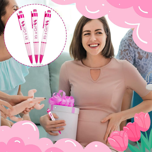 Woanger 36 Pcs Baby Shower Pens, Retractable Gel Pens, Blue or Pink Baby Shower Favors, Thank You Gifts