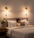 YJQHXY E26 Vintage Plug-in Wall Sconce with Switch, Clear Snowflake Glass Shade, Brass Fixture, Socket with Dual