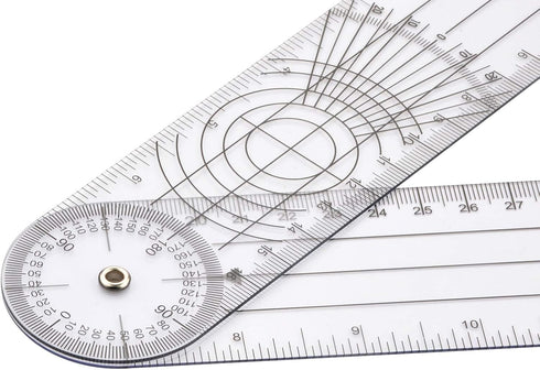 Clear Plastic Goniometer Can Rotate 360 Degree 7'' Arms, Quick Angle Protractor Measuring Tool