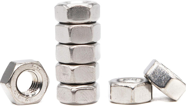 binifiMux M6 Stainless Steel Hex Nuts, Silver, Pack of 50