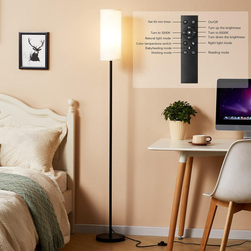 64" Dimmable 9W Bulb Ambimall Floor Lamps for Living Room, Modern Floor Lamp with Remote Control and Stepless Colors