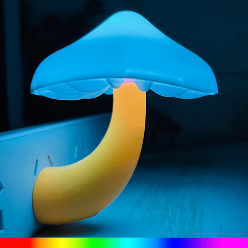 7 ZEZHOU Sensor LED Mushroom Night Light Plug in Wall Mushroom Light Magic Color Changing, Mini Dream Bed Colourful