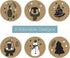 Black and White Holiday Animals Christmas Stickers, 500 Labels, 1.5" Round Winter Animals Envelope Seals, 6 Festive