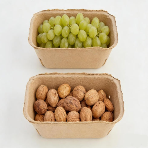 TAICHEUT 100 Pack Natural Pulp Fiber Berry Basket, Bulk Produce Berry Basket Pulp Fiber Fruit Containers Molded Berry