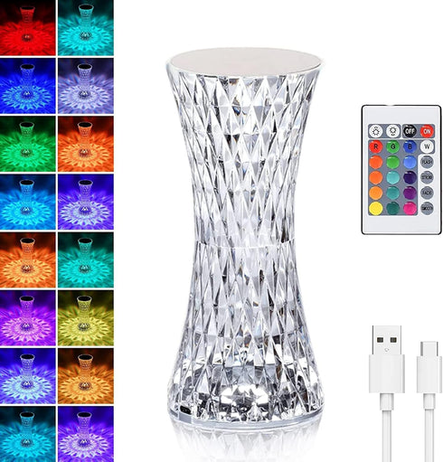 MIFXIN Crystal Table Lamp RGB 16 Colors Changing Remote Control Diamond Crystal