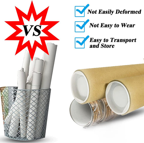 GIEHOUGRIO 2 Pack Mailing Tubes with Caps for Poster, Artwork Storage, Shipping Blueprints, 2 inch x 12 inch