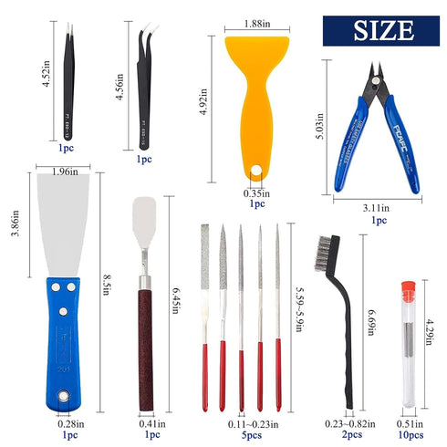 23Pcs 3D Printer Tool Kit, Accessories Removal Tools Includes Nozzle Cleaning Kit, Putty Knife Scraper, Brushes