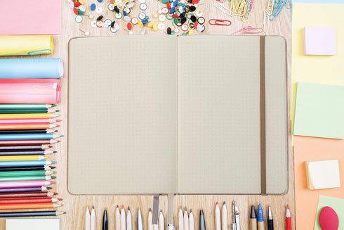 Classic A5 Dotted Grid Bullet Notebook Journal, 144 Pages, Dot Hard Cover, Premium 80gsm Acid-Free Paper, Faux Leather