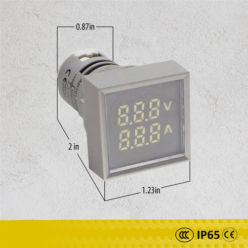 -Digital Led Display Indicator Voltmeter and Ammeter, Multimeter Voltage AC50-500V and Current Meter 0-100A, Gauge Meter Tester Volt Amp Monitor-AD101-22VAMS Model, Square Panel Grey (1 Pack)