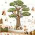 decalmile Woodland Animals Large Tree Wall Stickers Forest Animal Fox Rabbit Hedgehog