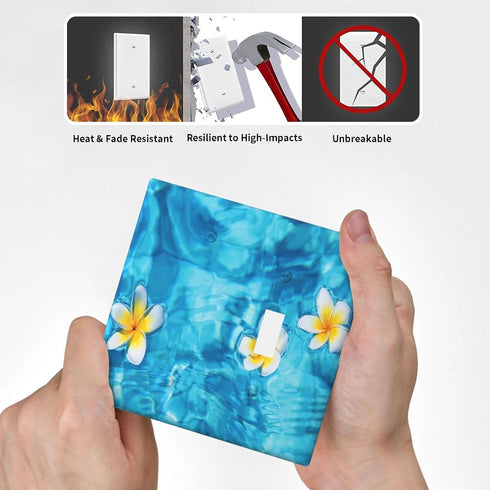 ELTIVNOS Theme,2 Size(4.6x4.5in) Spa Gang Wall Plates Kit,Massage Stone and Plants Print,Electrical Outlet Covers,PC
