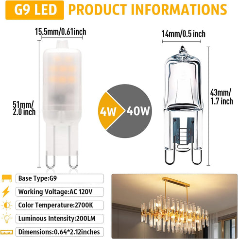 G9 Bulb 2W (20Watt Dimmable 120V 200LM 2700K White,T4 G9 Bulb 360 10Pack LED Frosted Equivalent), Not Soft Warm