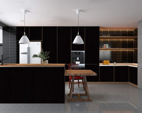 17.7"x118" Black Wood Peel and Stick Contact Paper Self Adhesive Wallpaper for Wall Countertop Cabinet Shelf Home