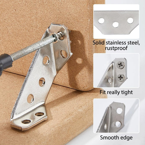 50Pcs 2.1x6.4x1.4cm 7-Hole 350Pcs SUPERFINDINGS Stainless Steel L Bracket Heavy Duty Corner Brace Metal Angle Connector