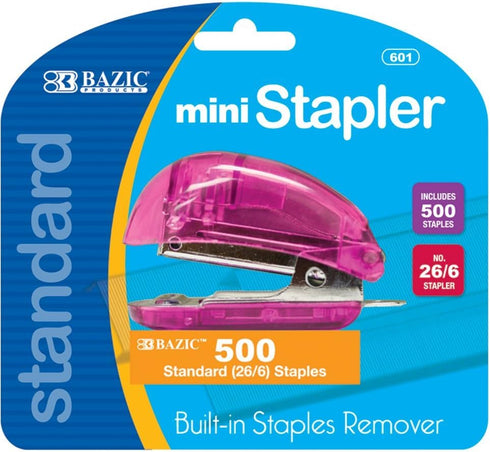 BAZIC Mini Standard (26/6) Stapler w/ 500 Ct. Staples by Bazic