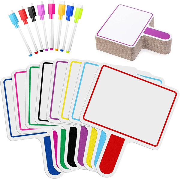 Crtiin 80 Pcs Colorful Dry Erase Paddles Set, 40 Pcs Double Sided Handheld Whiteboard for Students