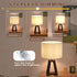 Booniture Dimmable Bamboo Table Lamp, Farmhouse Bedside Lamp with Linen Shade, Mid Century Modern Nightstand Light