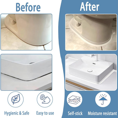 Caulk Tape Self Adhesive, 1 Roll Waterproof Toilet Caulk Strip for Bathroom Edge Protection