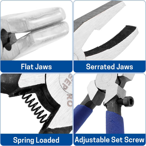 2 Pcs Glass Breaking Pliers Set - Glass Pliers with Rubber Tips for Stained Glass Cutting and Mosaics