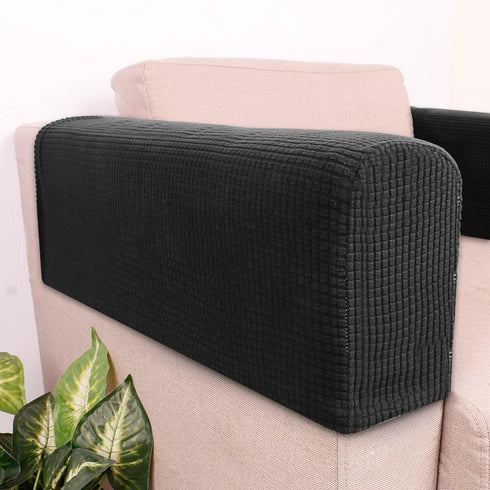 SUPVOX 2pcs Leather Sofa Armrest Slipcover, Elastic Covers for Furniture Armrest Protectors (Green)